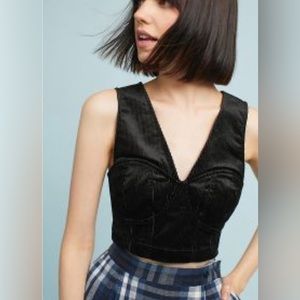 MAEVE black cord cropped bustier vest top Sz 10✨